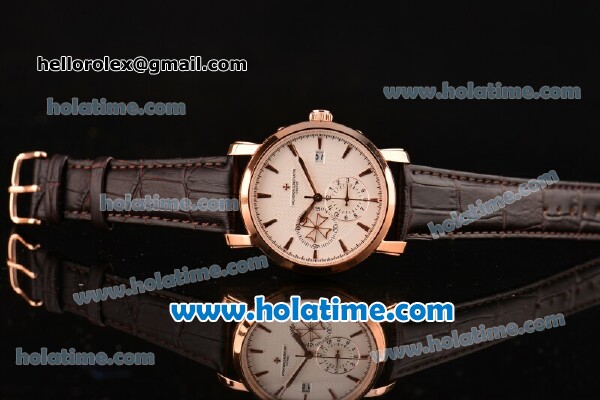 Vacheron Constantin Malte Asia Automatic Rose Gold Case with Brown Leather Strap and White Dial - Click Image to Close